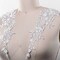 1 Pair Silver White Alencon Lace Applique with Sequins and Elongated Leaf Design